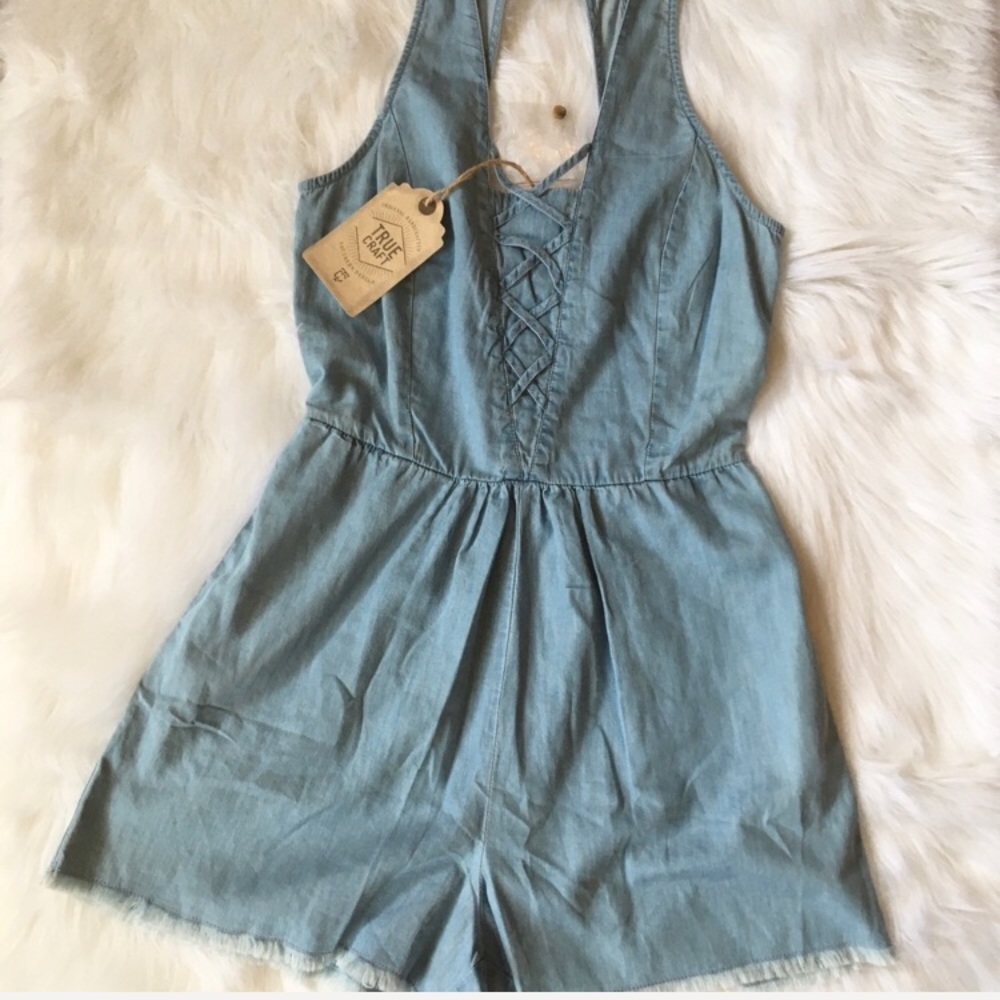 Chambray denim romper size Small